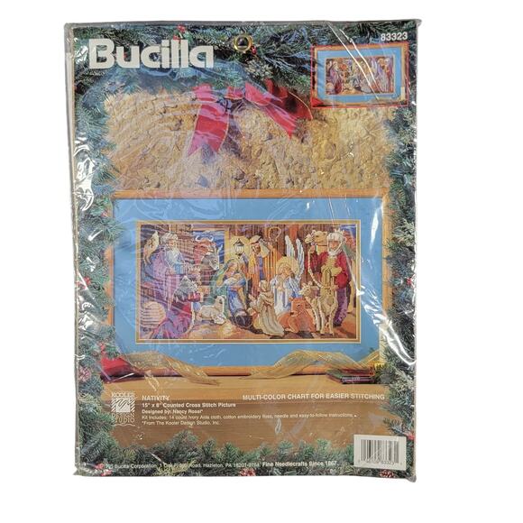 Bucilla Nativity Cross Stitch Kit 15"x8" by Nancy Rossi - Sealed 1995 - Picture 1 of 9
